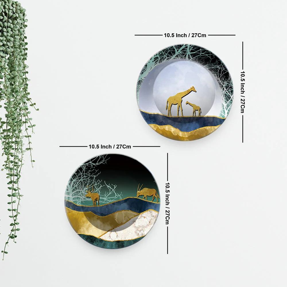 Beautiful Animals in Forest Premium Wall Hanging Plates of Two Pieces - Image 5