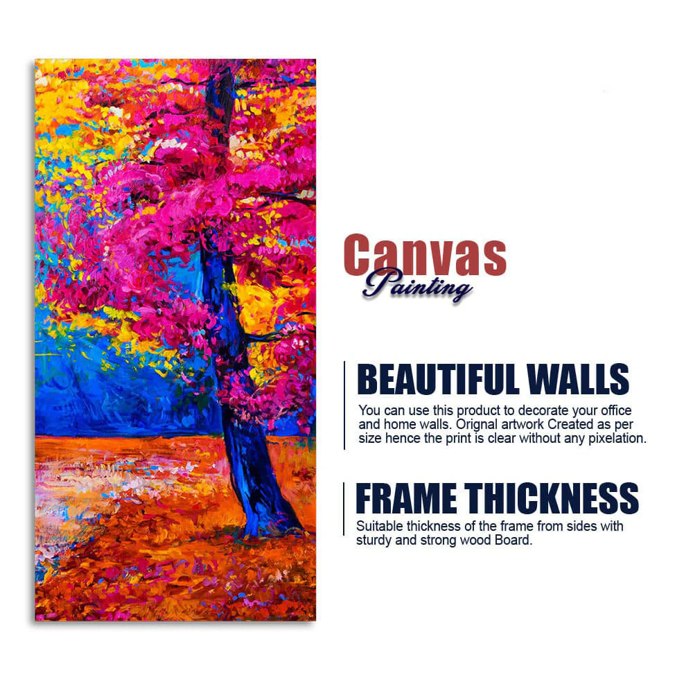 Beautiful Autumn Season Colorful Trees Wall Painting - Image 5