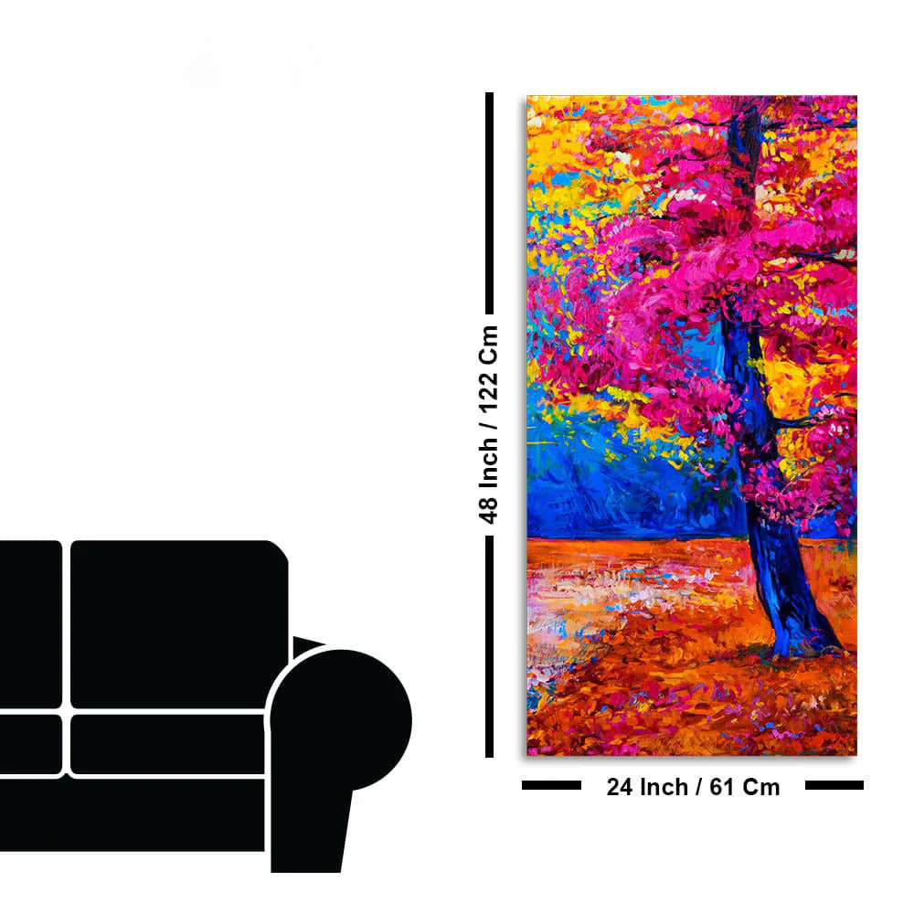 Beautiful Autumn Season Colorful Trees Wall Painting - Image 7