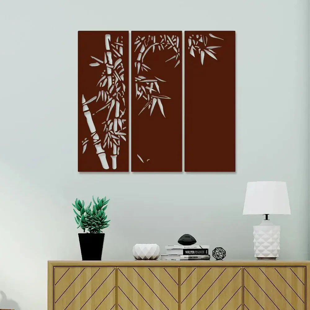 Beautiful Bamboo Tree in Panels Design Metal Art Decor - Image 2