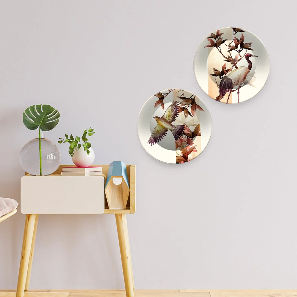Beautiful Birds Design Art Hanging Plates of Two Pieces - Image 3
