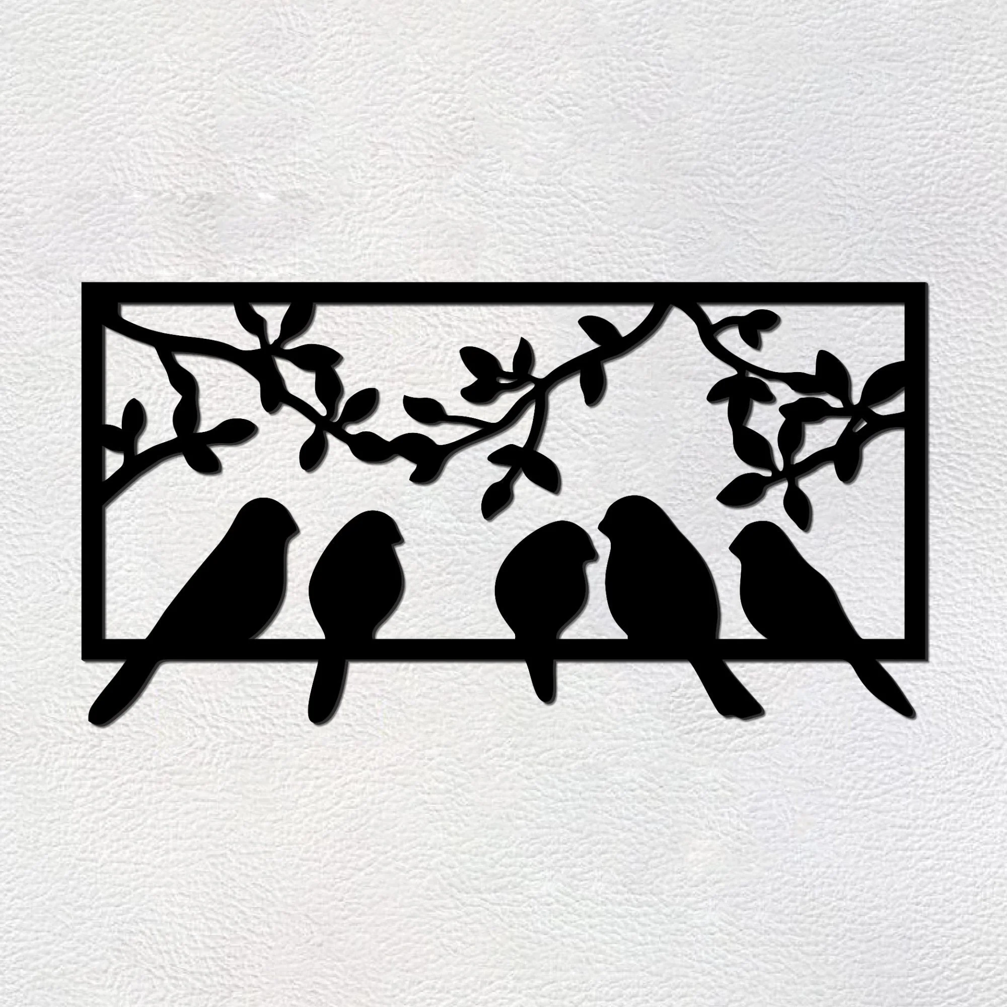 Beautiful Birds on Branch Black Color Design Wooden Wall Hanging - Image 6