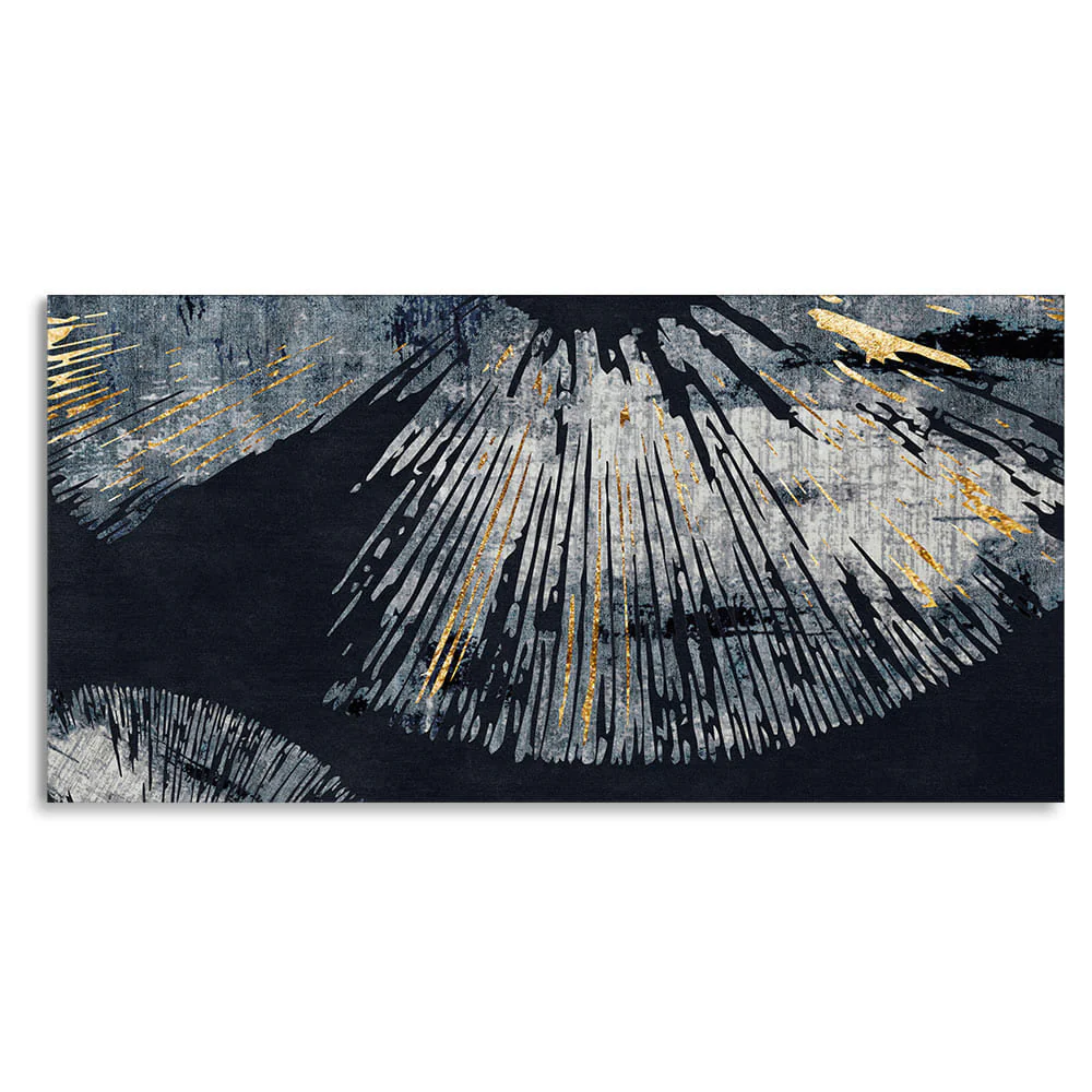 Beautiful Black Background with Golden Textured Abstract Canvas Wall Painting - Image 4