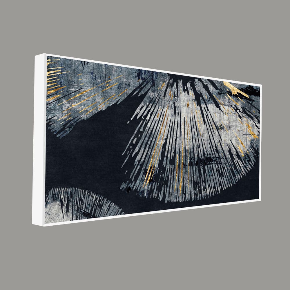 Beautiful Black Background with Golden Textured Abstract Canvas Wall Painting - Image 5