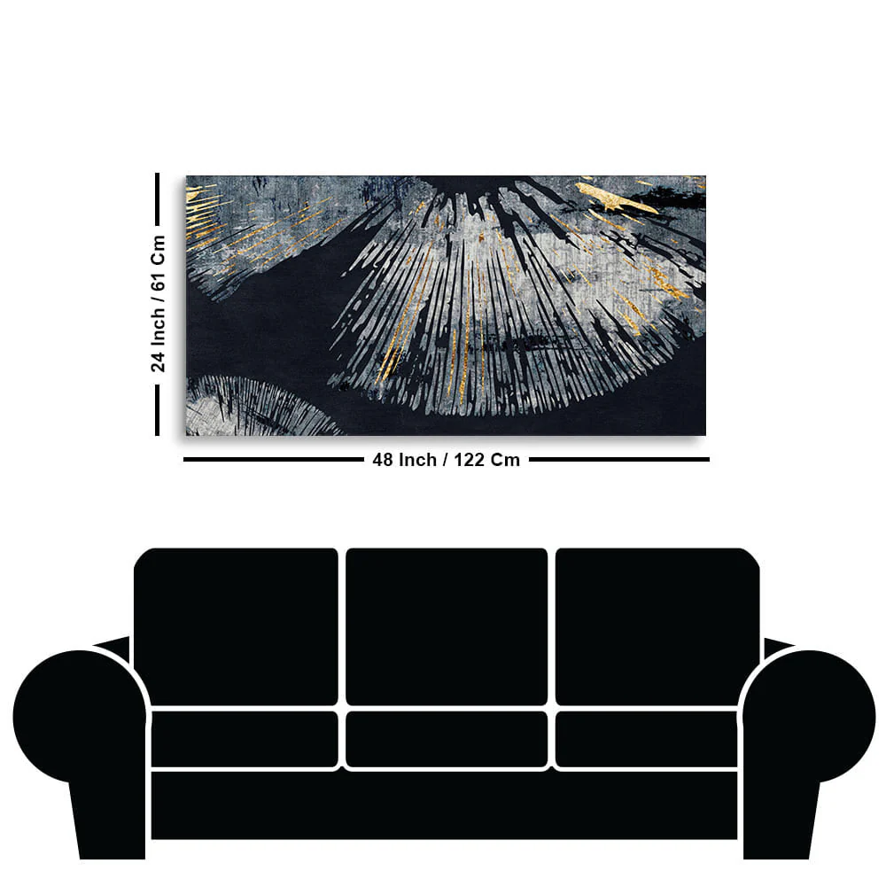 Beautiful Black Background with Golden Textured Abstract Canvas Wall Painting - Image 7
