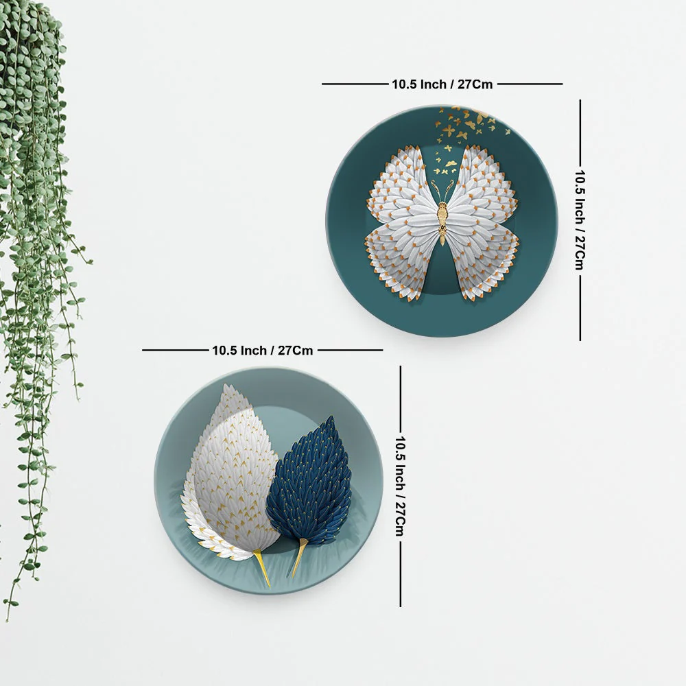 Beautiful Butterfly Ceramic Wall Hanging Plates of Two Pieces - Image 6