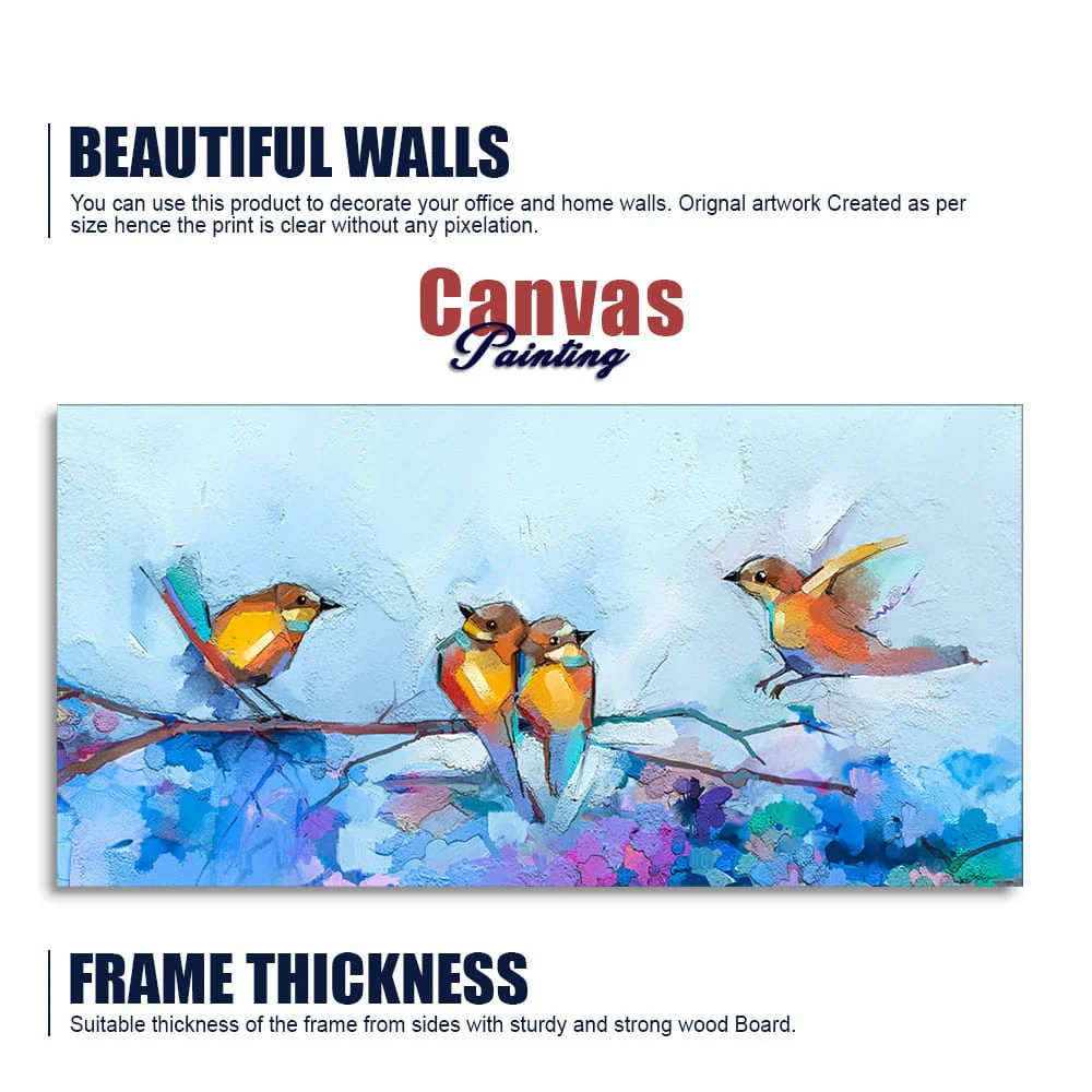 Beautiful Canary Birds on Branch Premium Canvas Wall Painting - Image 6