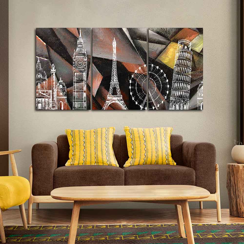 Beautiful Canvas Abstract Wall Painting 3 Pieces - Image 2