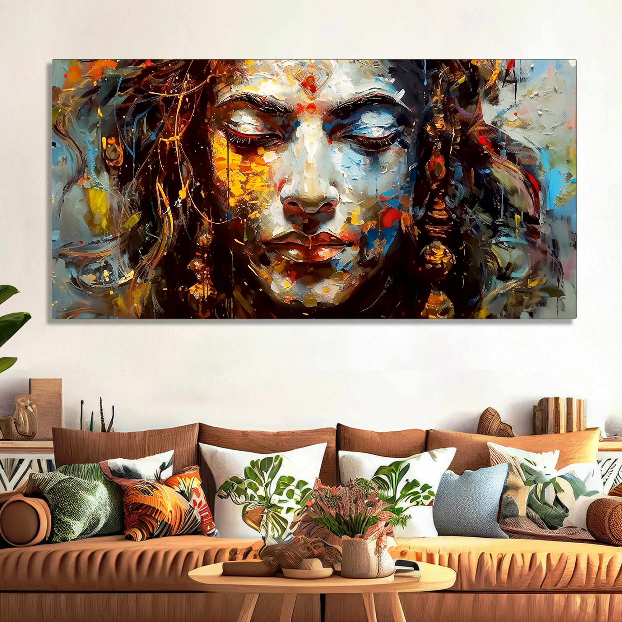 Beautiful Canvas Wall Painting of Artistic Colorful Women Face Art - Image 2