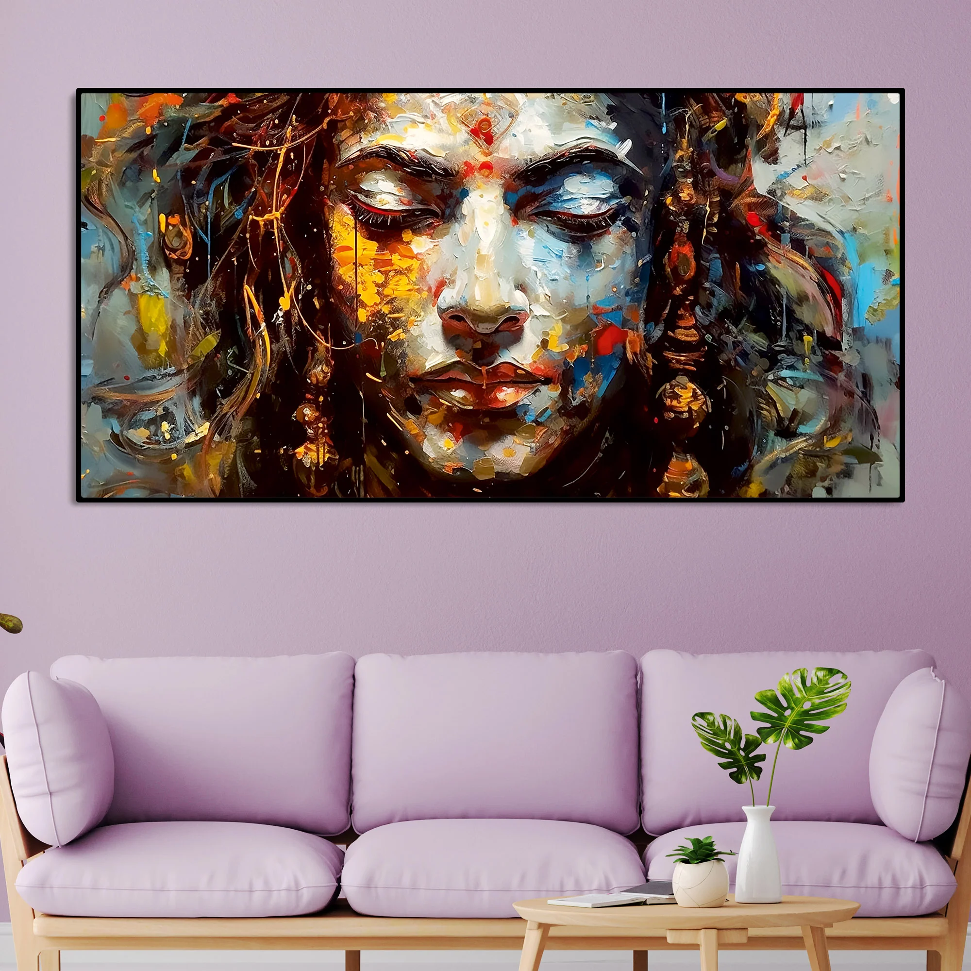 Beautiful Canvas Wall Painting of Artistic Colorful Women Face Art - Image 3
