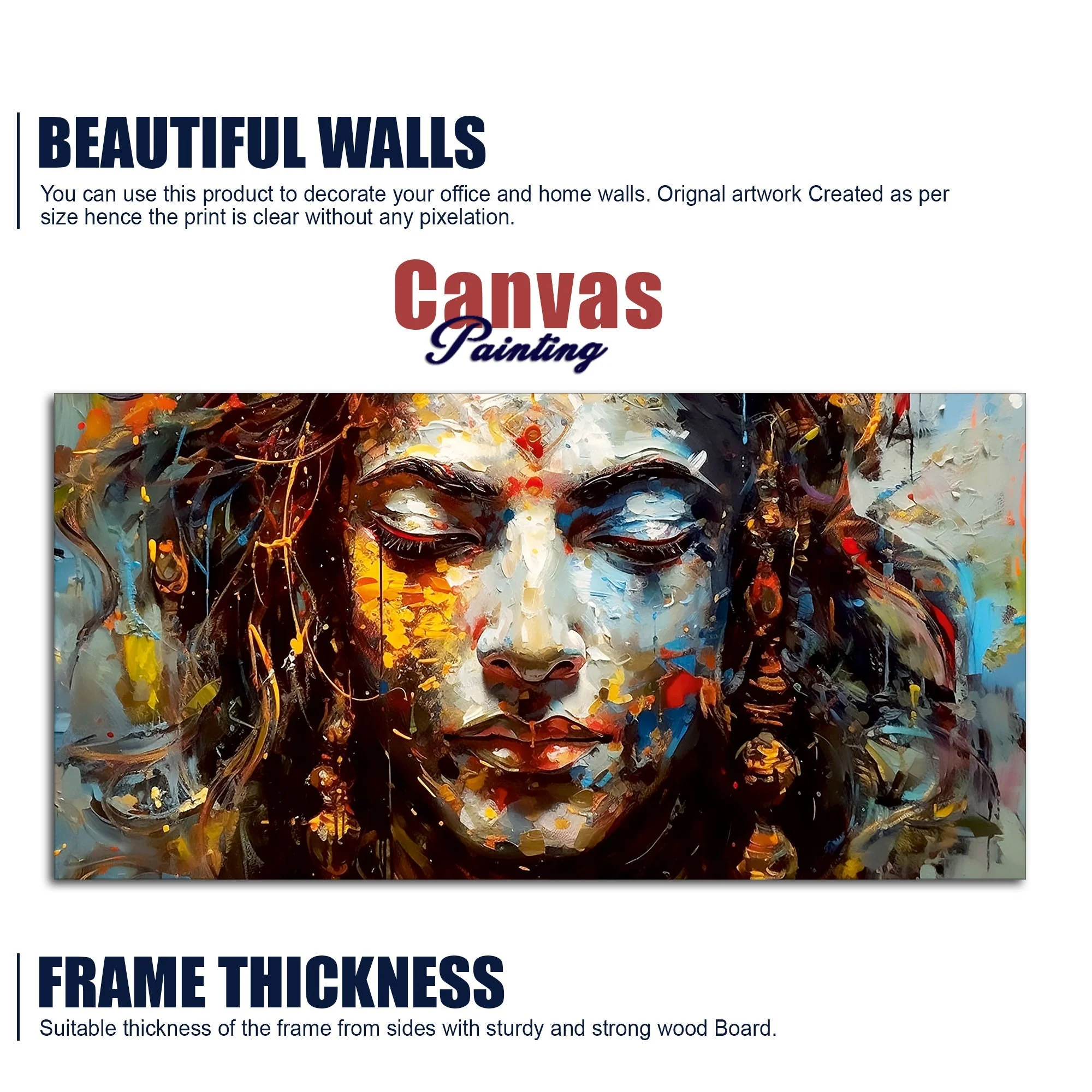 Beautiful Canvas Wall Painting of Artistic Colorful Women Face Art - Image 6