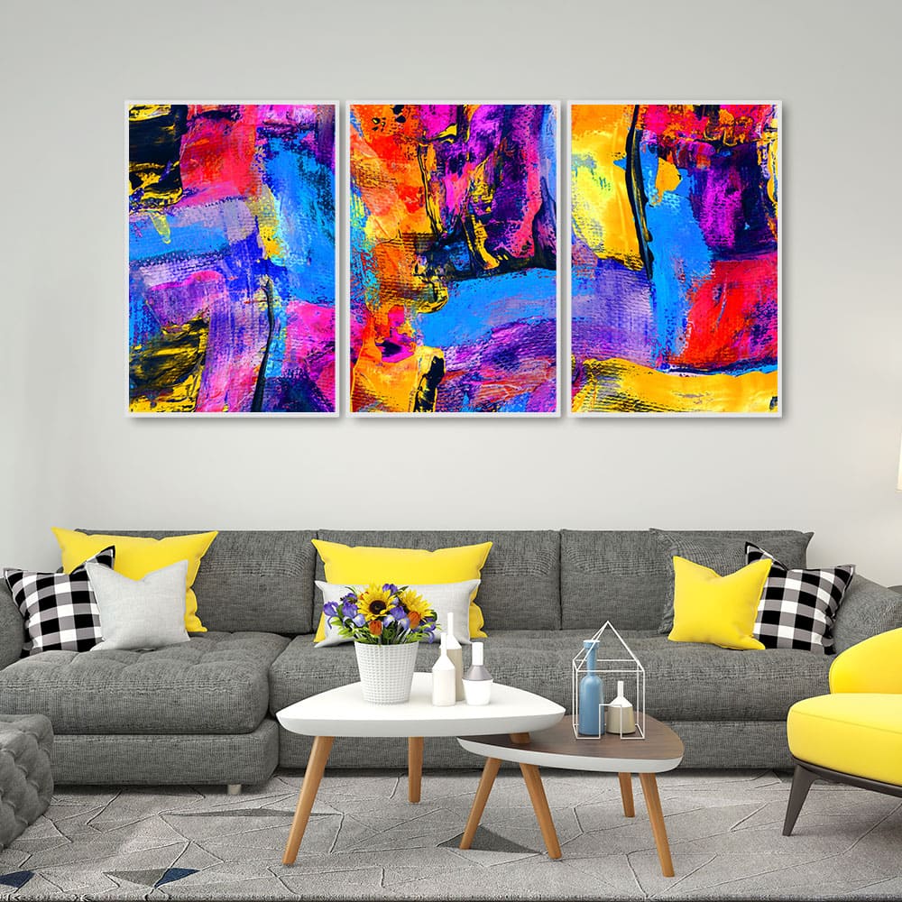 Beautiful Color Blend Artwork Floating Canvas Wall Painting Set of 3 - Image 2