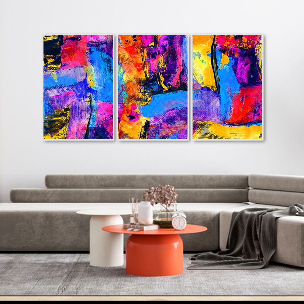 Beautiful Color Blend Artwork Floating Canvas Wall Painting Set of 3 - Image 3