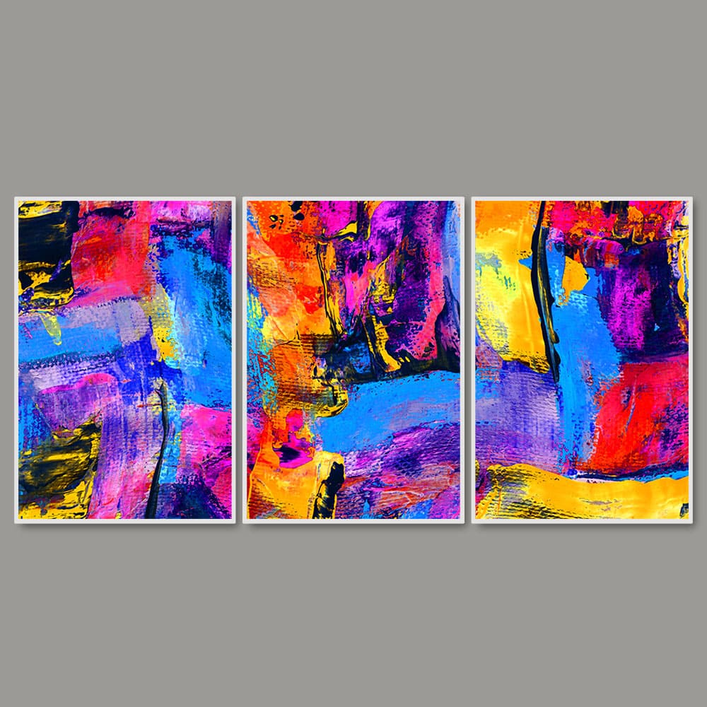 Beautiful Color Blend Artwork Floating Canvas Wall Painting Set of 3 - Image 4