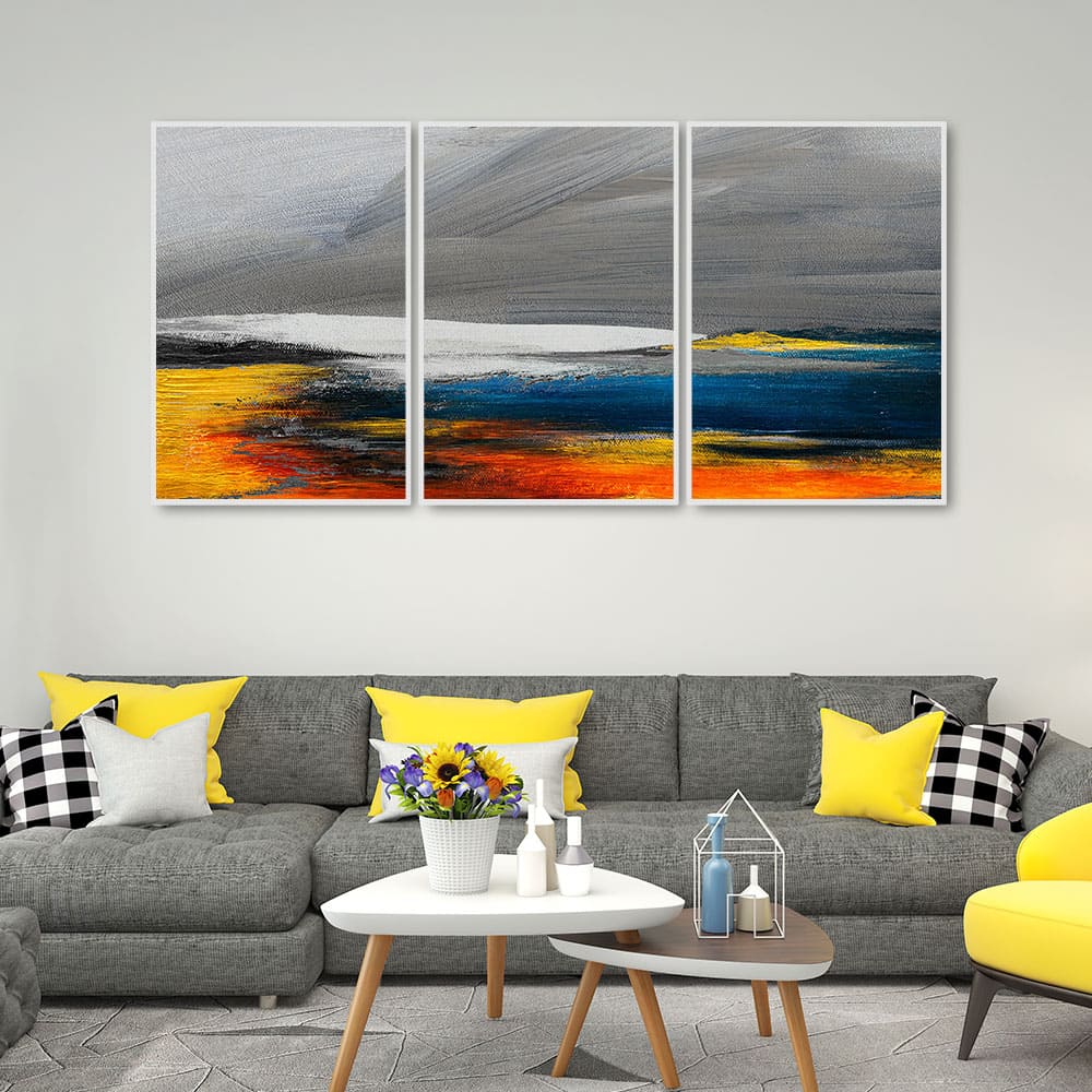 Beautiful Colorful Blend Unique Art Floating Canvas Wall Painting Set of Three - Image 2