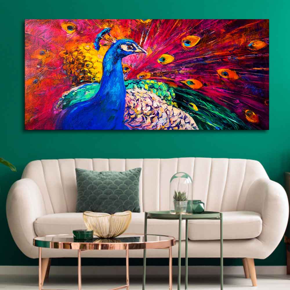 Beautiful Colorful Peacock Premium Canvas Wall Painting - Image 3