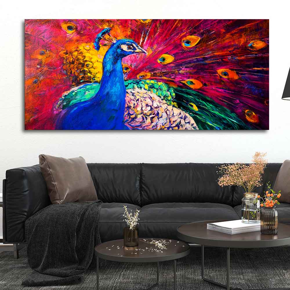 Beautiful Colorful Peacock Premium Canvas Wall Painting - Image 4