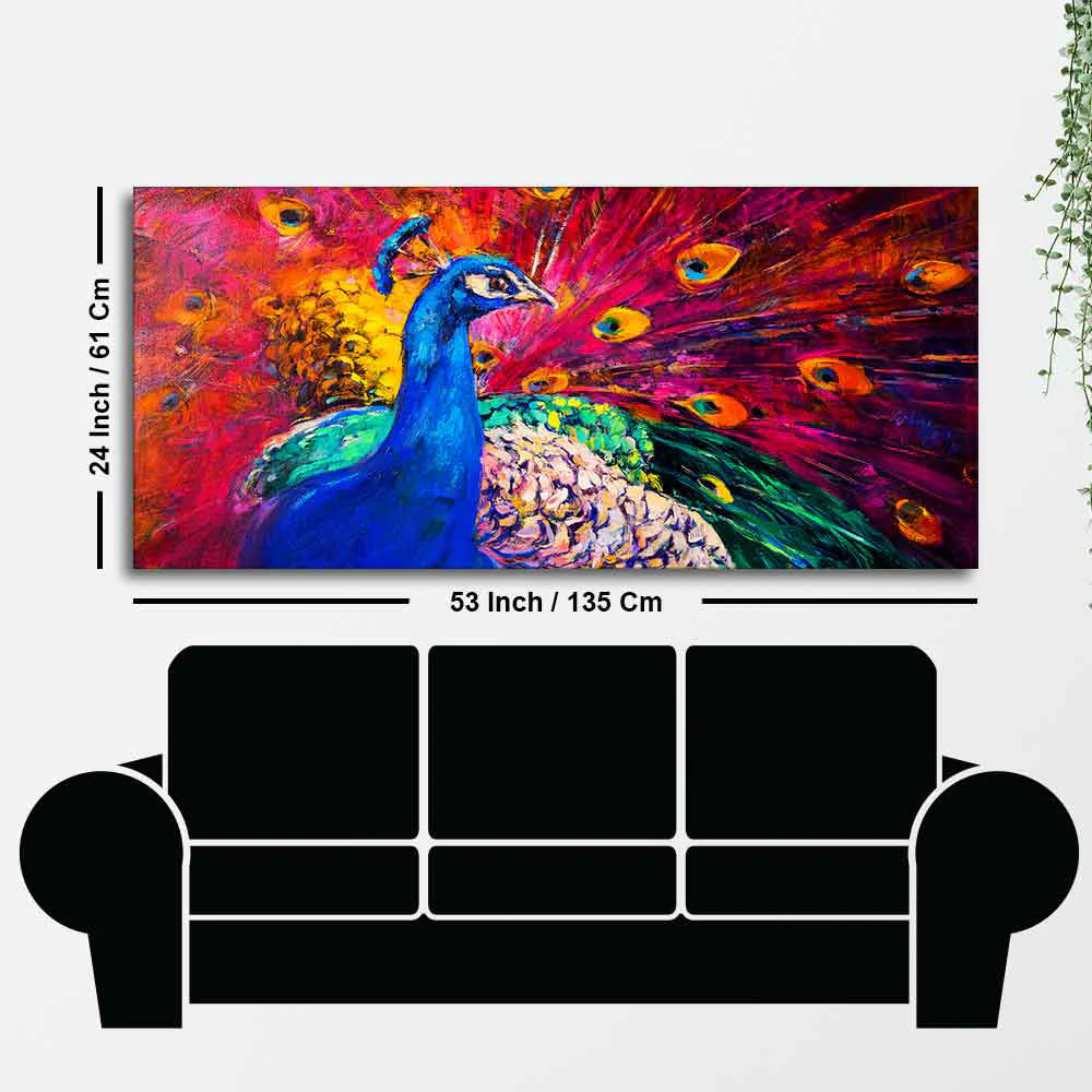 Beautiful Colorful Peacock Premium Canvas Wall Painting - Image 7