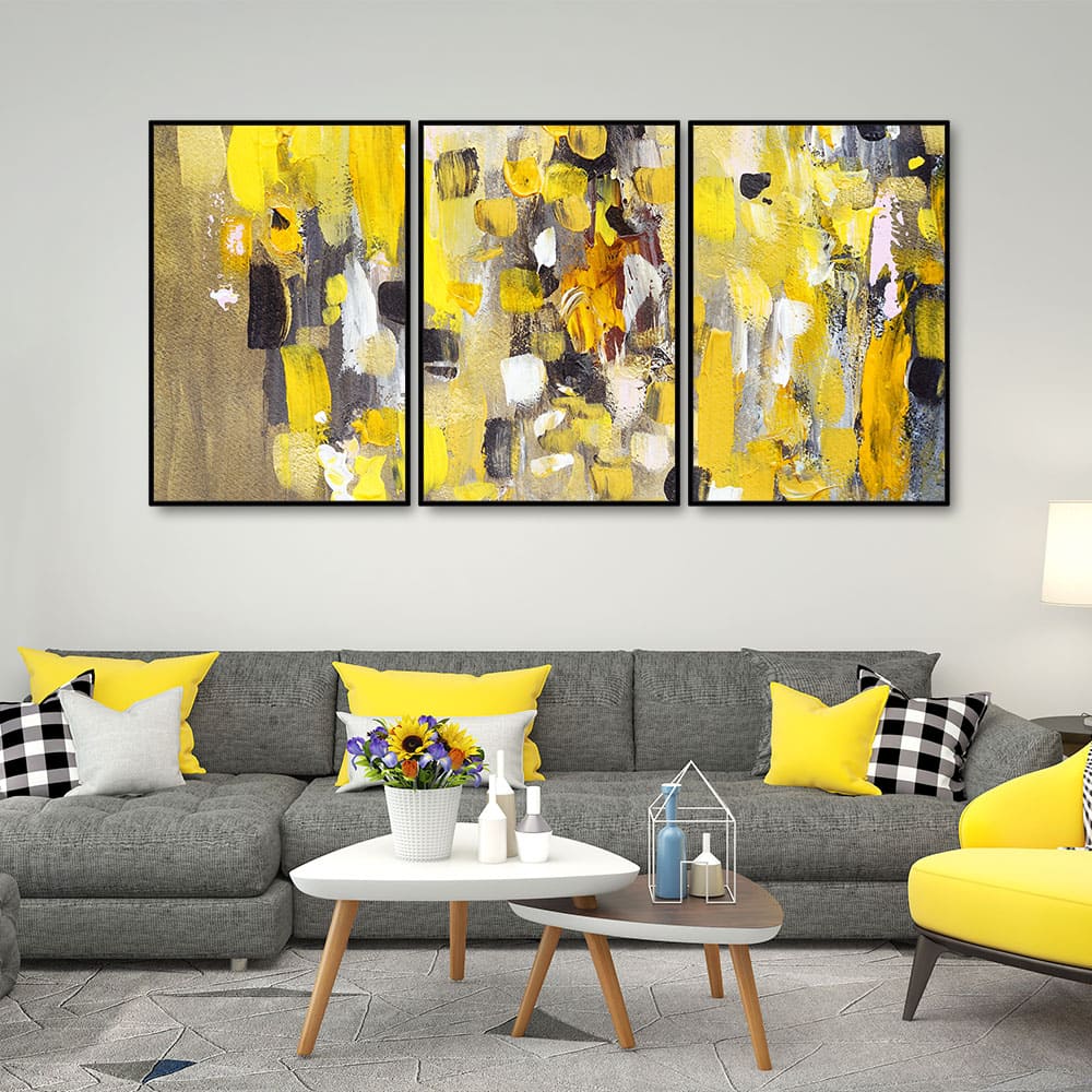 Beautiful Colorful Texture Abstract Art Floating Wall Painting Set of 3 - Image 2