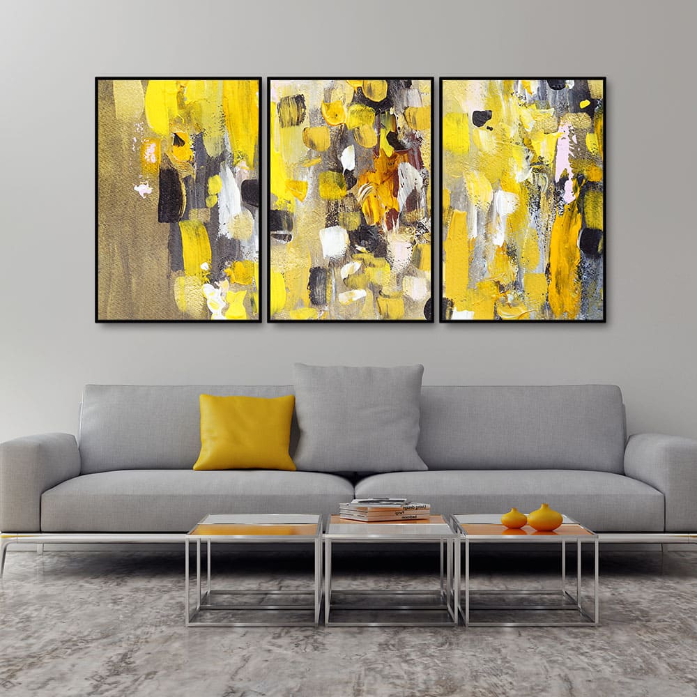 Beautiful Colorful Texture Abstract Art Floating Wall Painting Set of 3 - Image 3