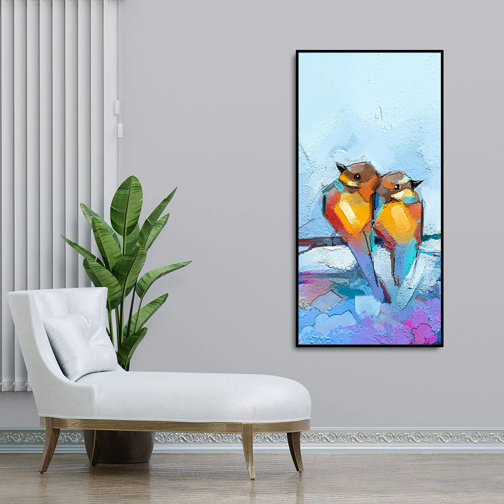 Beautiful Couple Birds Premium Canvas Wall Painting - Image 3
