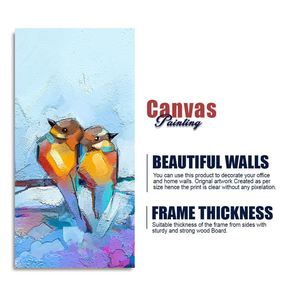 Beautiful Couple Birds Premium Canvas Wall Painting - Image 6