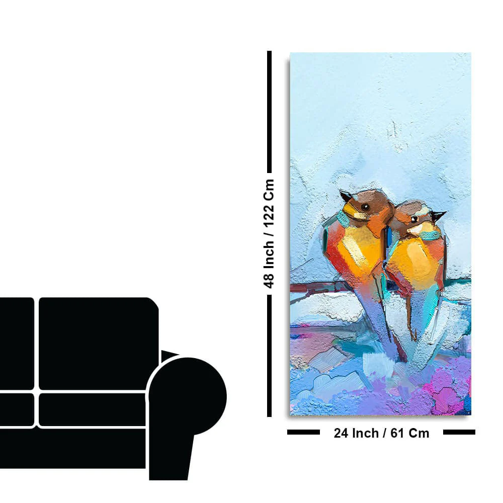 Beautiful Couple Birds Premium Canvas Wall Painting - Image 7