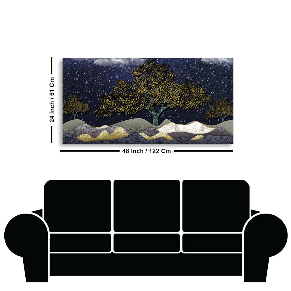 Beautiful Dark Blue Snowy Background Canvas Wall Painting - Image 7