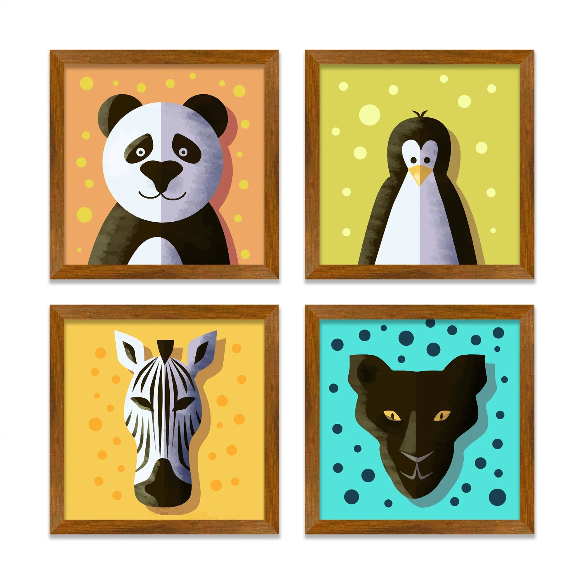 Beautiful Decorative Face Art for Kids Wall Frame Set of Four - Image 3