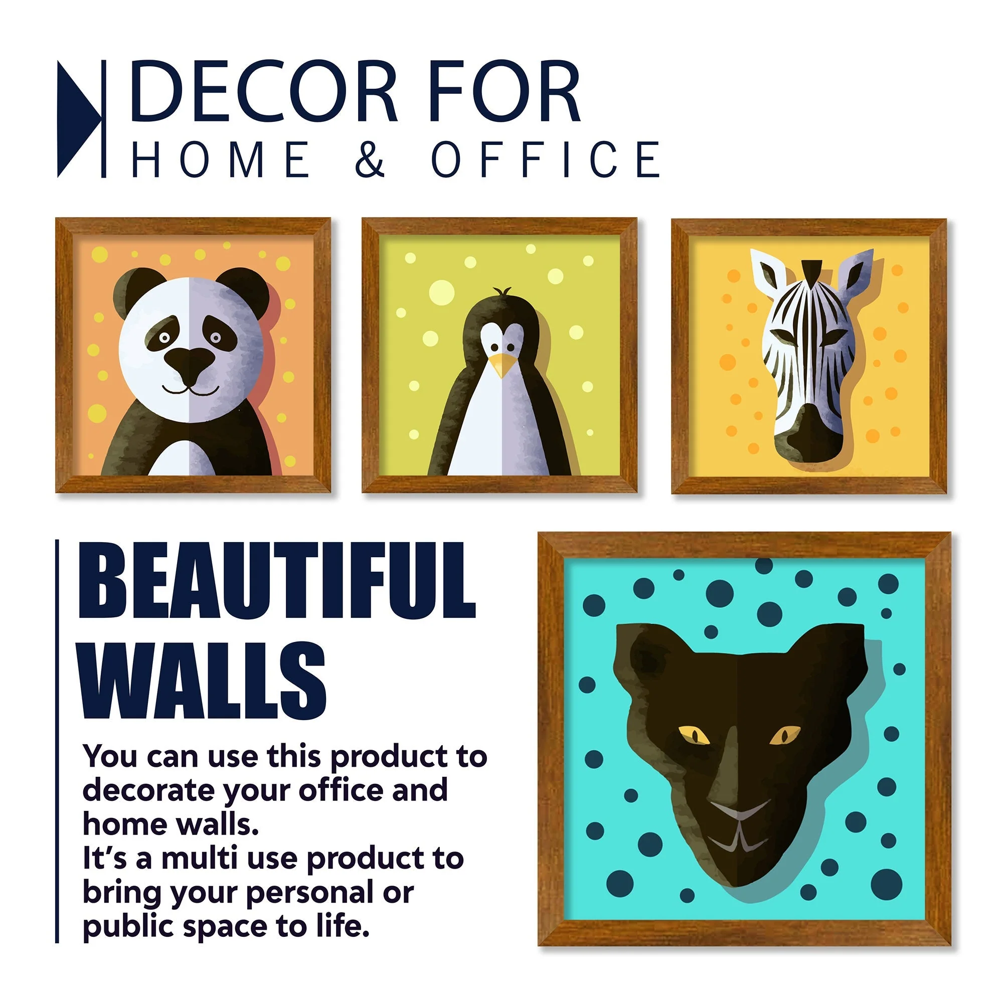 Beautiful Decorative Face Art for Kids Wall Frame Set of Four - Image 4