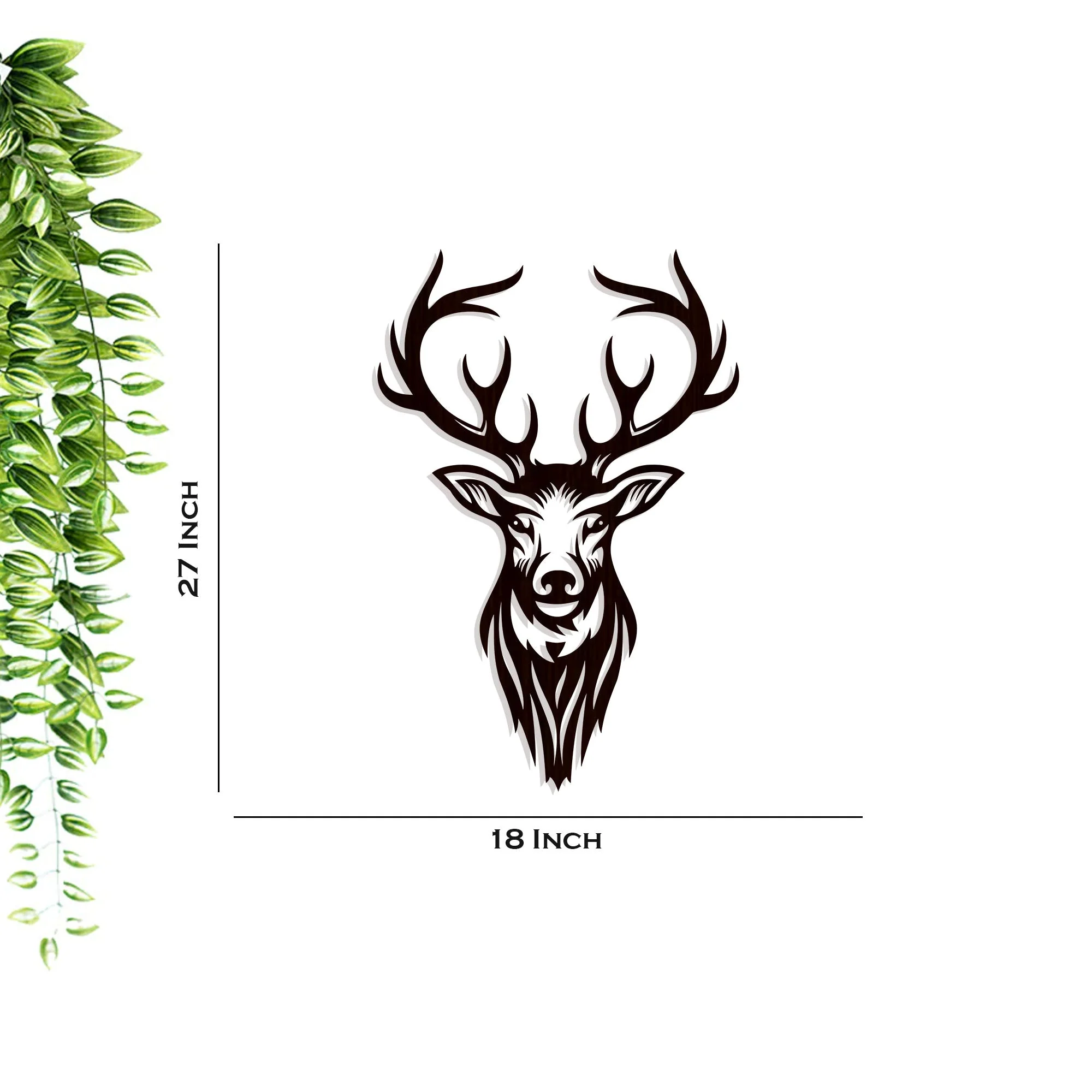 Beautiful Deer Head Premium Backlit Wooden Wall Hanging with LED Night Light Walnut Finish - Image 4