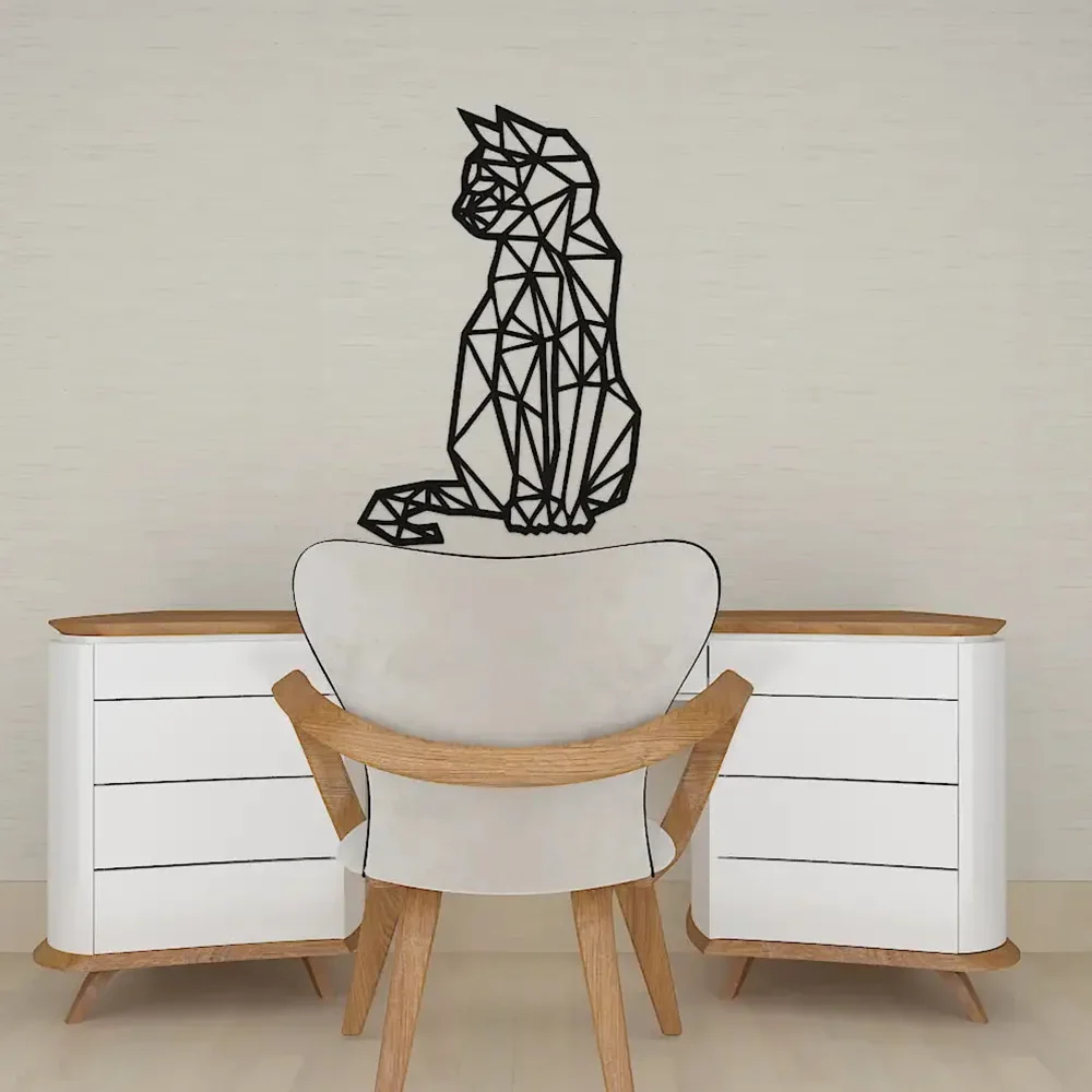 Beautiful Design Geometric Cat Metal Art Wall Decor - Image 2