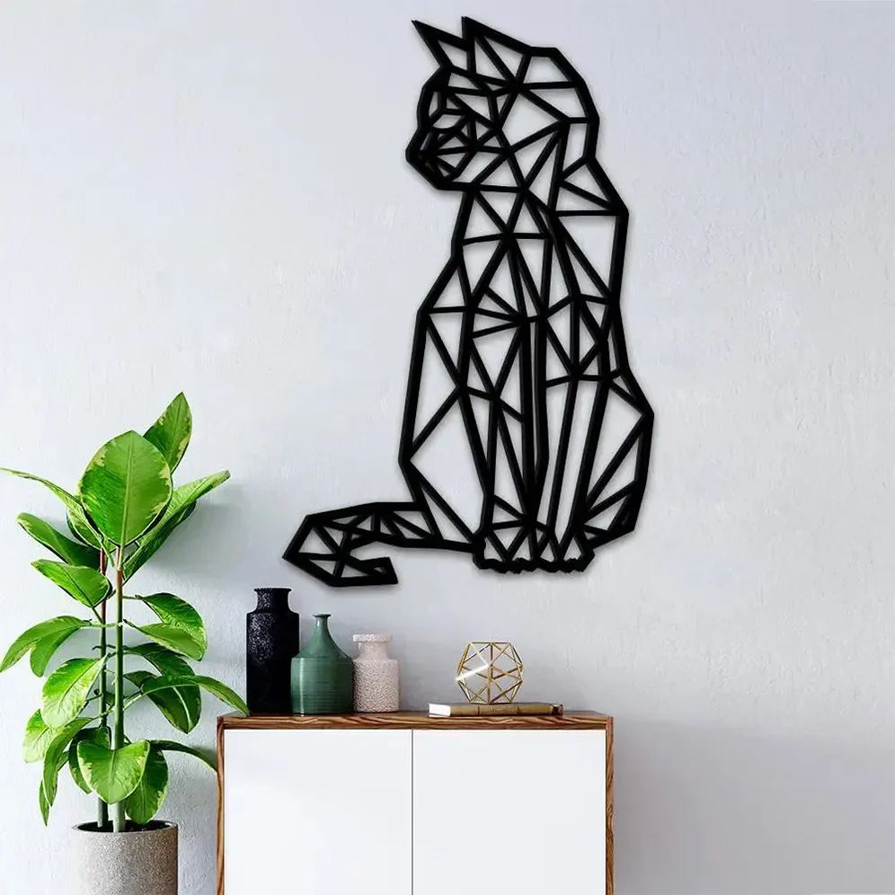 Beautiful Design Geometric Cat Metal Art Wall Decor - Image 5