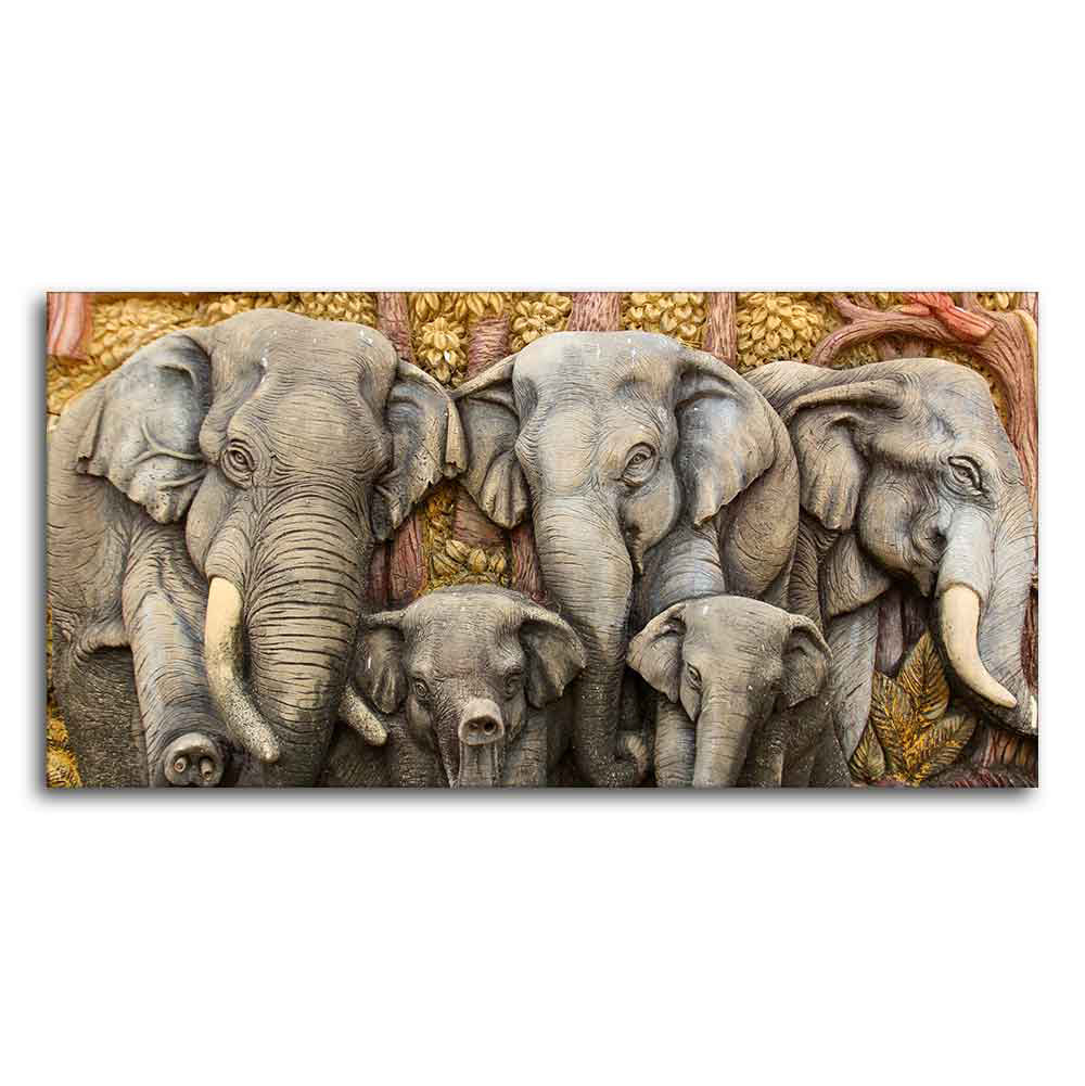 Beautiful Elephant Native Thai style Molding art wall Painting - Image 4