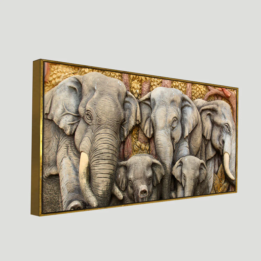 Beautiful Elephant Native Thai style Molding art wall Painting - Image 5