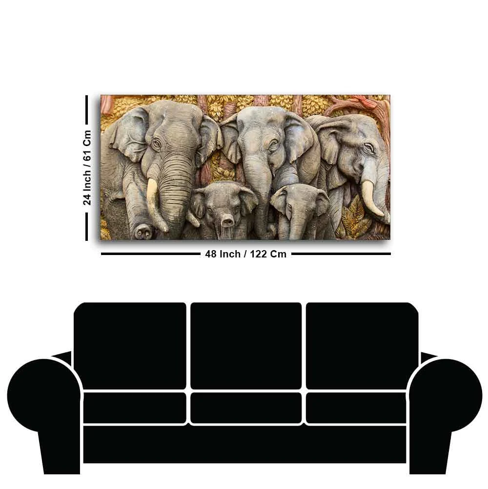 Beautiful Elephant Native Thai style Molding art wall Painting - Image 7