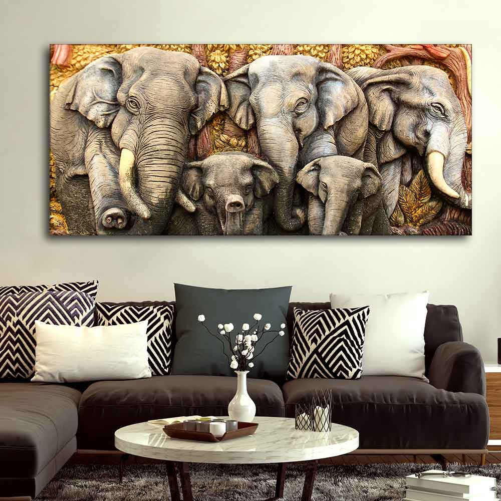 Beautiful Elephants Premium Wall Painting - Image 4