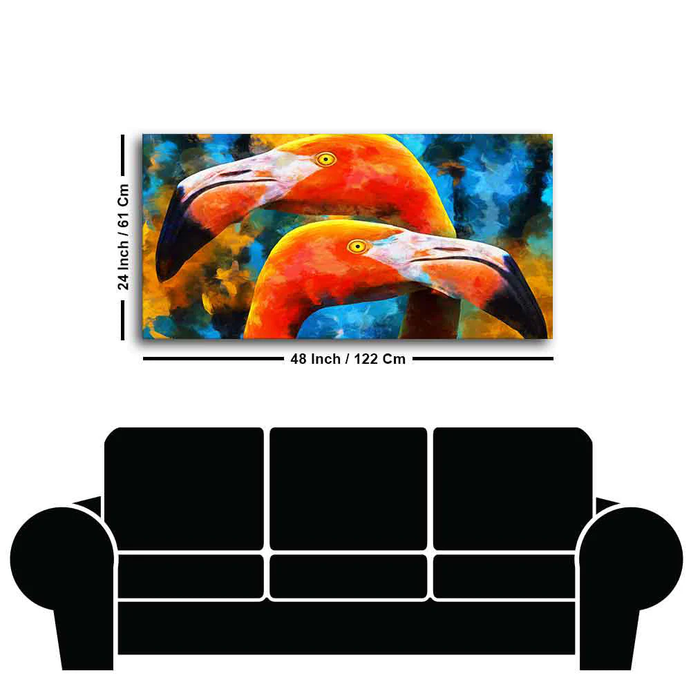Beautiful Flamingo Couple Wall Painting - Image 7