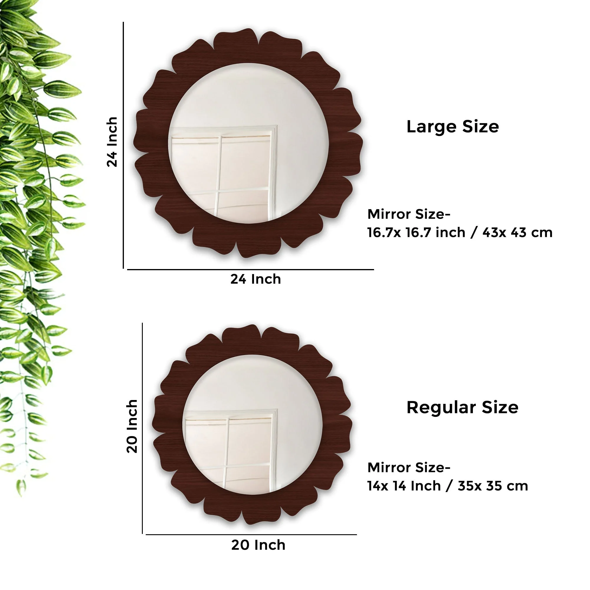 Beautiful Floral Flower Shape Design Art Wooden Wall Mirror - Image 3