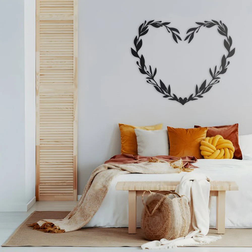 Beautiful Floral Heart Design Wall Metal Art Decor - Image 3