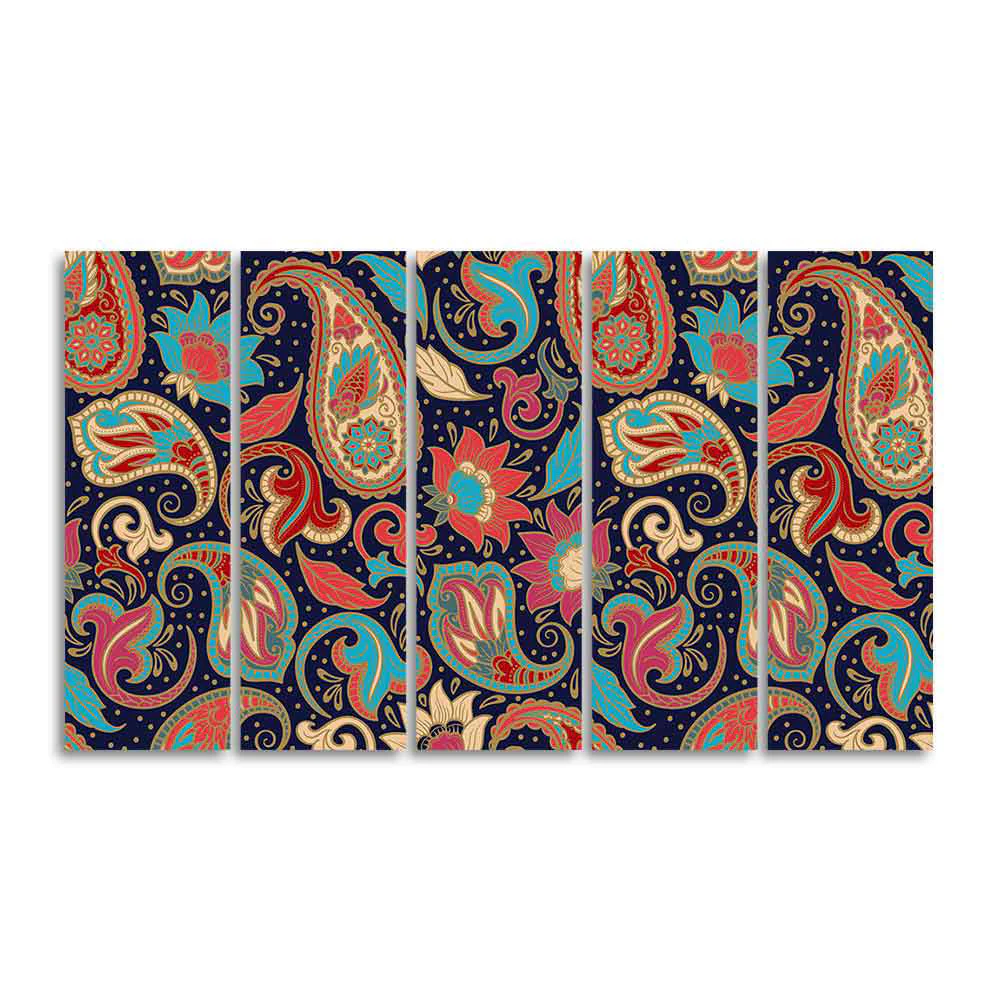 Beautiful Floral Madhubani Art Wall Painting Set of Five - Image 4