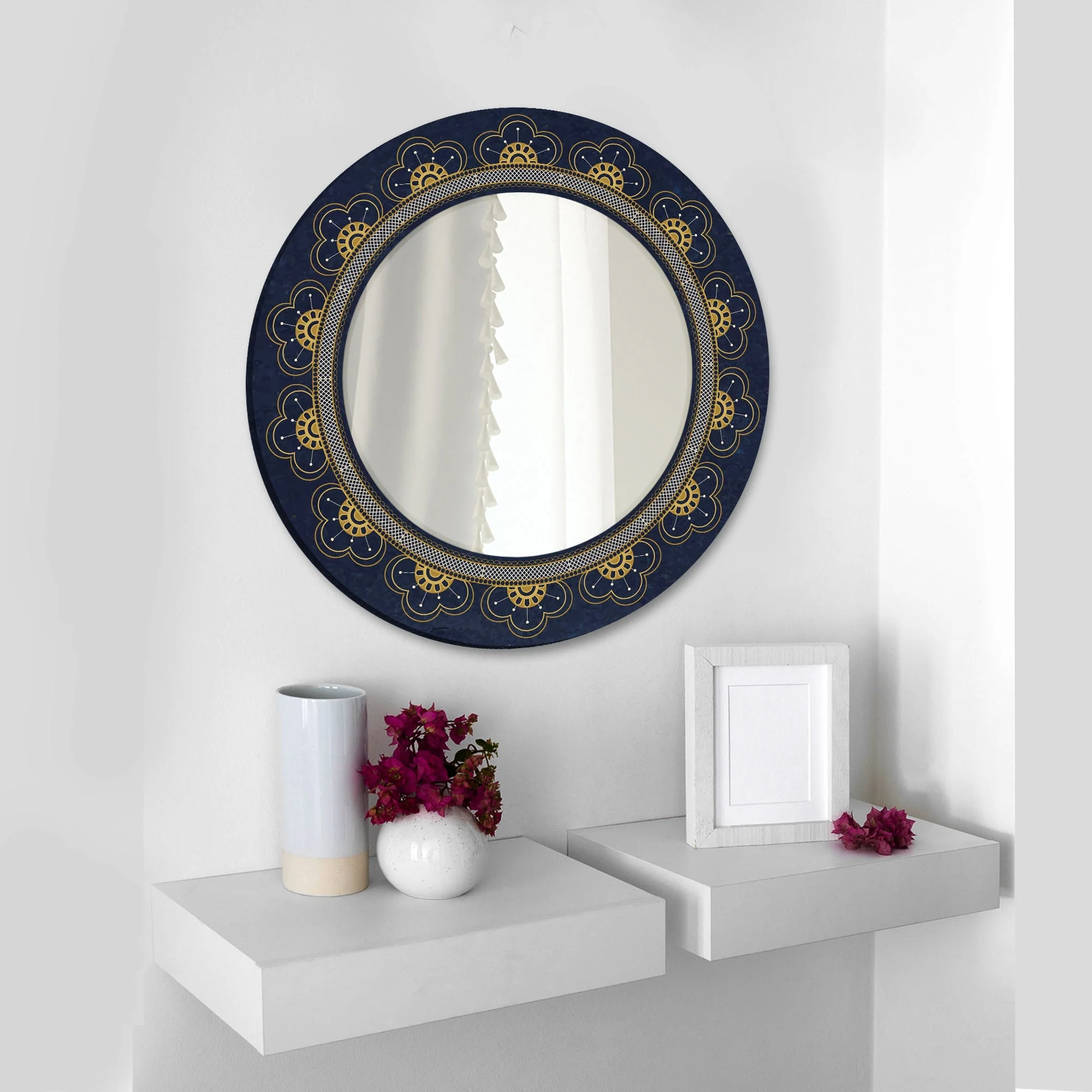Beautiful Flower Designer Pattern Printed Acrylic Wall Mirror - Image 2