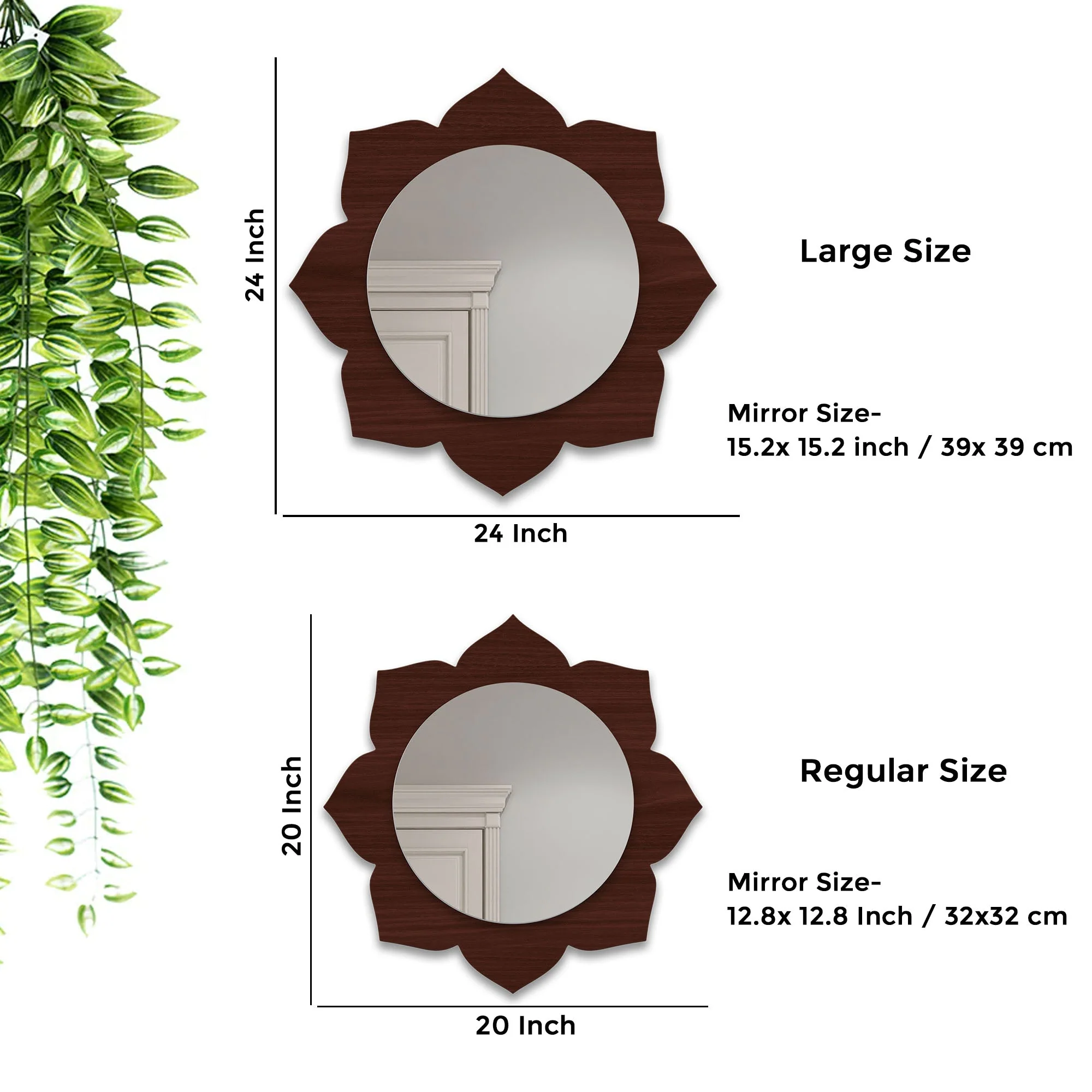 Beautiful Flower Shape Designer Wooden Wall Mirror - Image 3