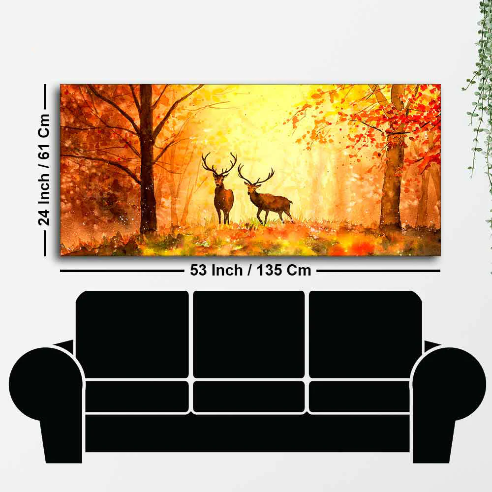 Beautiful Forest Deer Big Canvas Wall Painting - Image 6