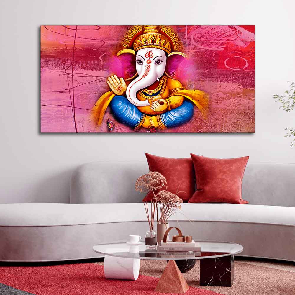 Beautiful Ganesha Abstract Art Canvas Wall Painting - Image 4