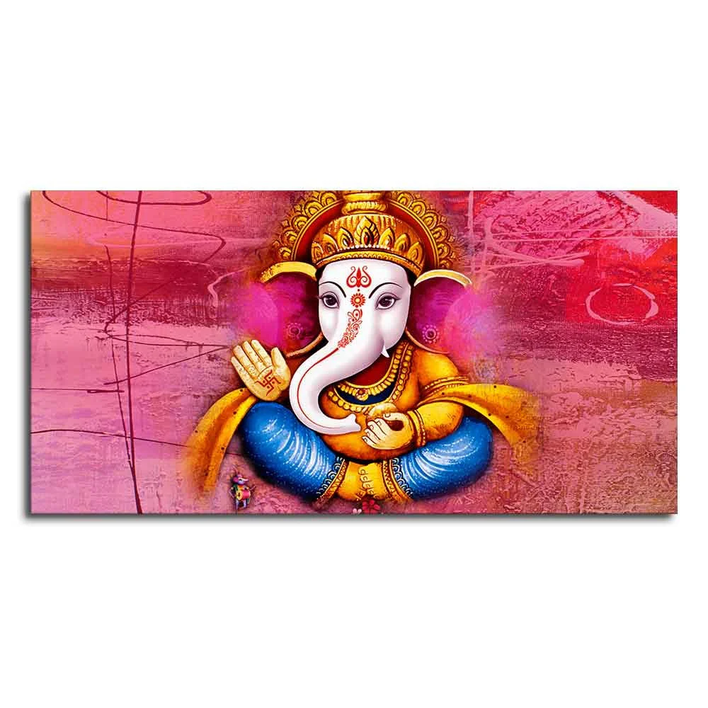 Beautiful Ganesha Abstract Art Canvas Wall Painting - Image 5