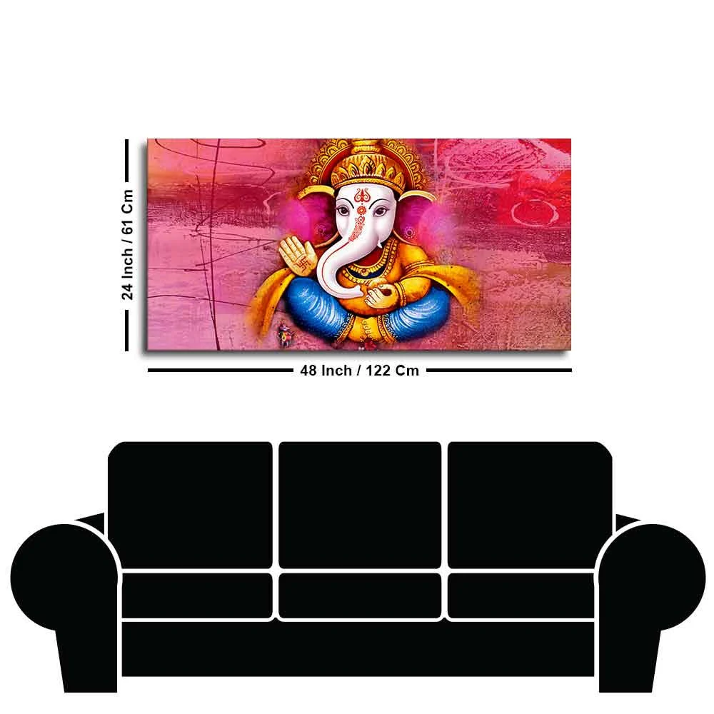 Beautiful Ganesha Abstract Art Canvas Wall Painting - Image 7
