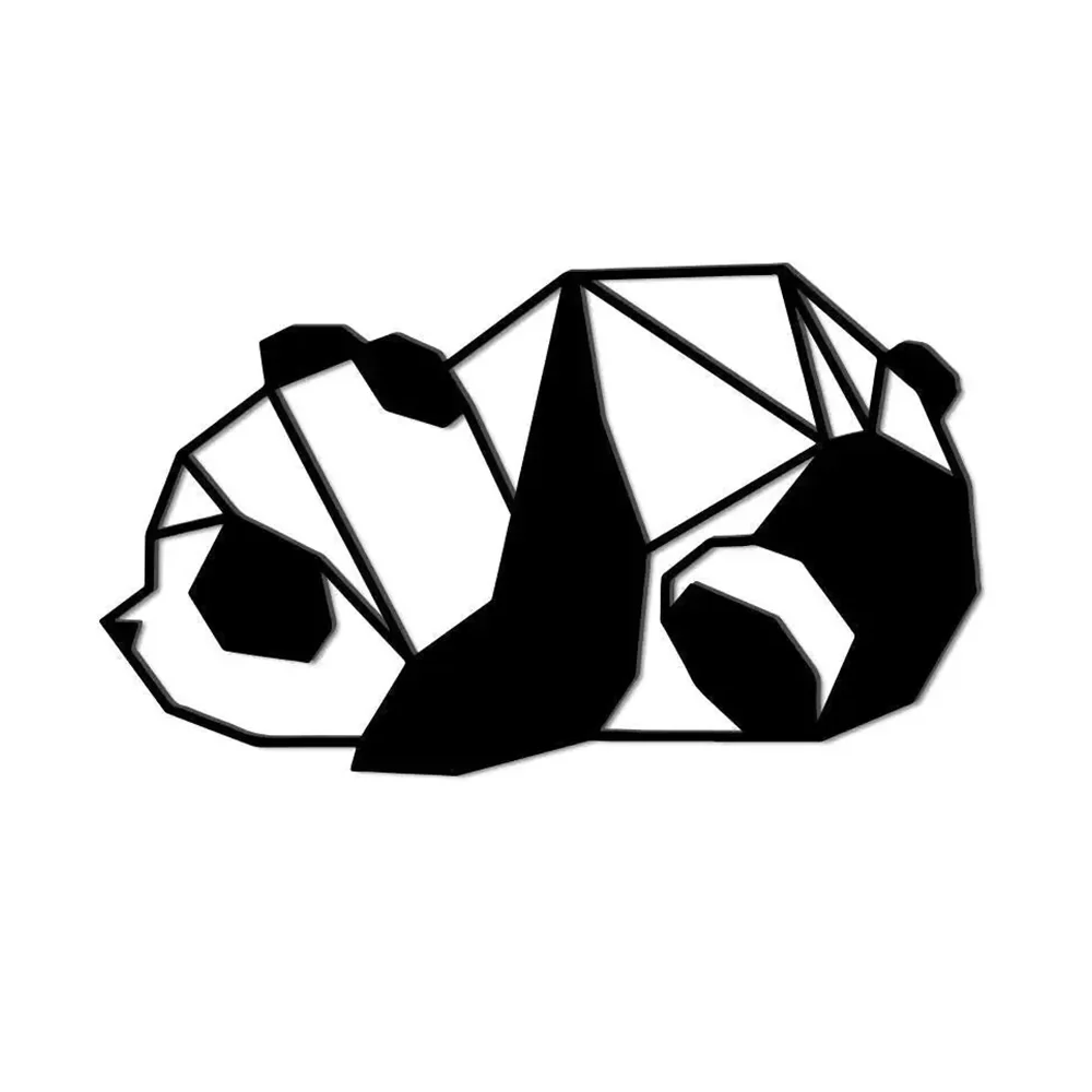 Beautiful Geometric Cute Lazy Panda Metal Art Wall Decor - Image 4