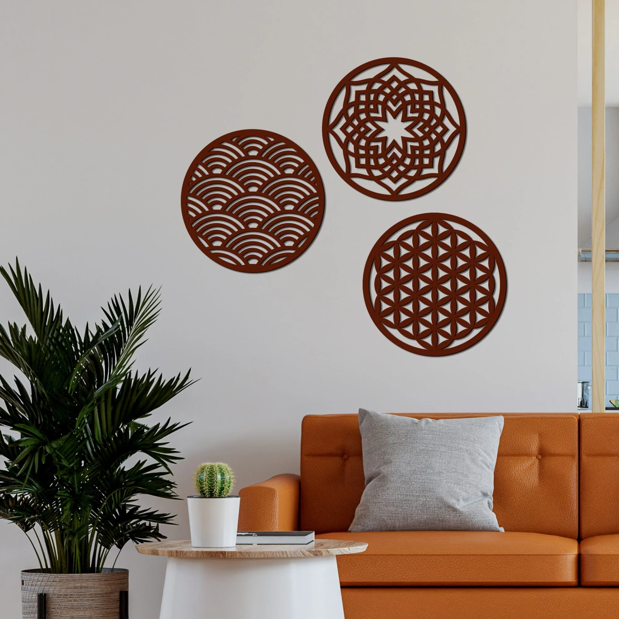 Beautiful Geometric Design in Circles Premium Wooden Wall Hanging - Image 2