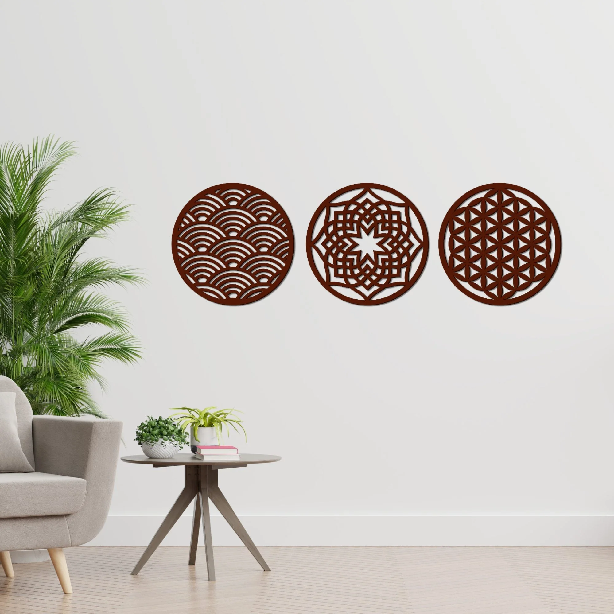 Beautiful Geometric Design in Circles Premium Wooden Wall Hanging - Image 3